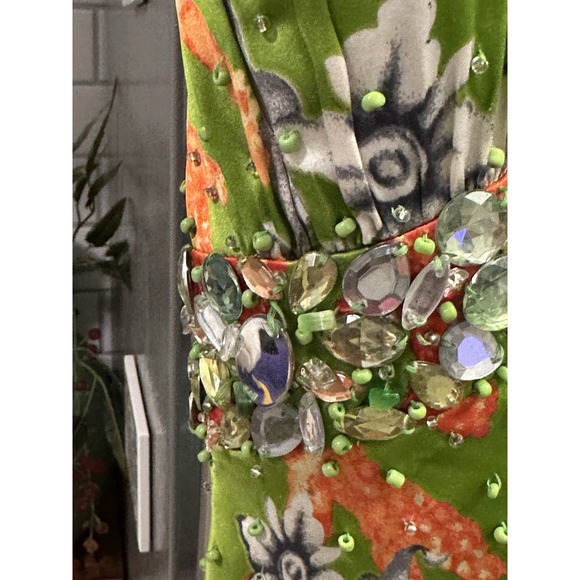 Mary.LCouture Silk Maxi Halter Beaded Dress Sz2 Prom Wedding Formal Opera NWT - Picture 3 of 13